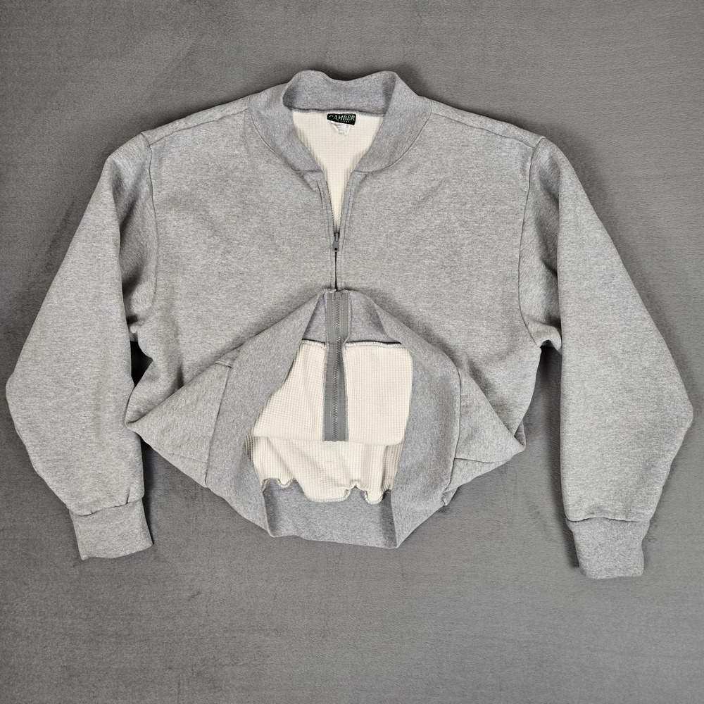 VTG Camber Sweatshirt Mens XL Thermal Lined Bomber Full Zip Gray USA Made *READ